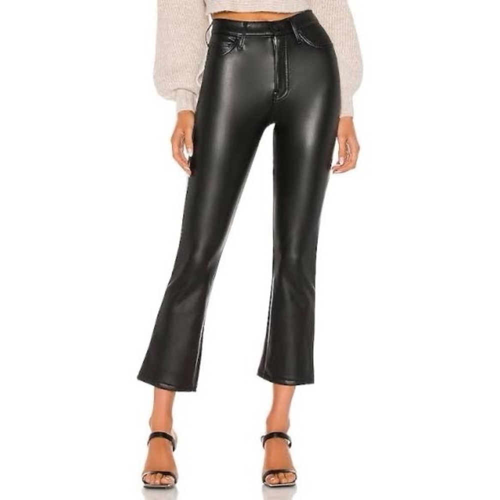 Mother The Insider Ankle Faux Show Pants Women's 28 Black Faux Leather